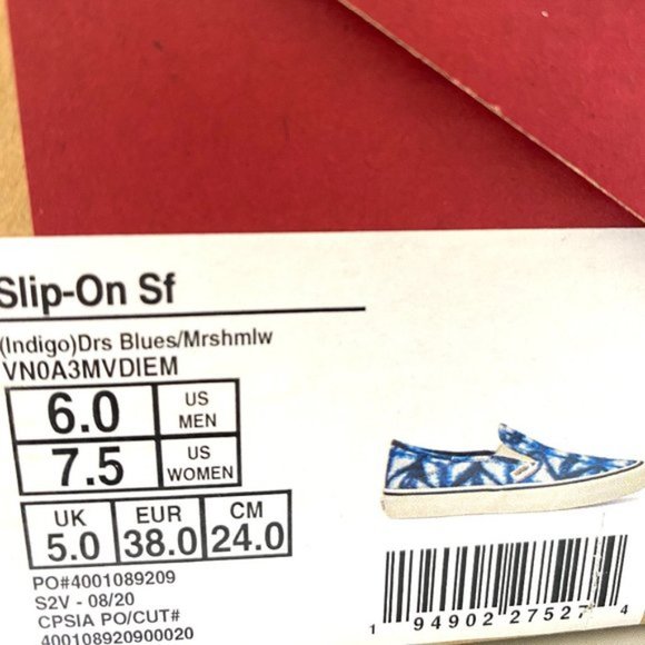 💖MEGA SALE💖VANS Slip On Indigo Blues Shoes Women's Canvas Sneakers VN0A3MVDIEM - Picture 2 of 10
